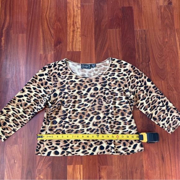 Vintage Sequin Leopard Print Long-Sleeve Top - Picture 3 of 4